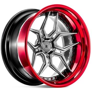 CHEVROLET CORVETTE ROHANA RFG5 3-Piece Wheel Size 19 Front 21 Rear Aircraft Gray w/ Candy Red Lip
