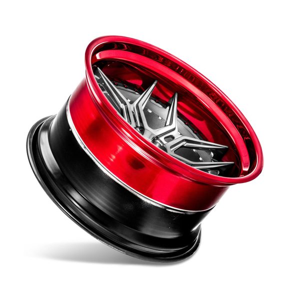CHEVROLET CORVETTE ROHANA RFG5 3-Piece Wheel Size 19 Front 21 Rear Aircraft Gray w/ Candy Red Lip - Image 2